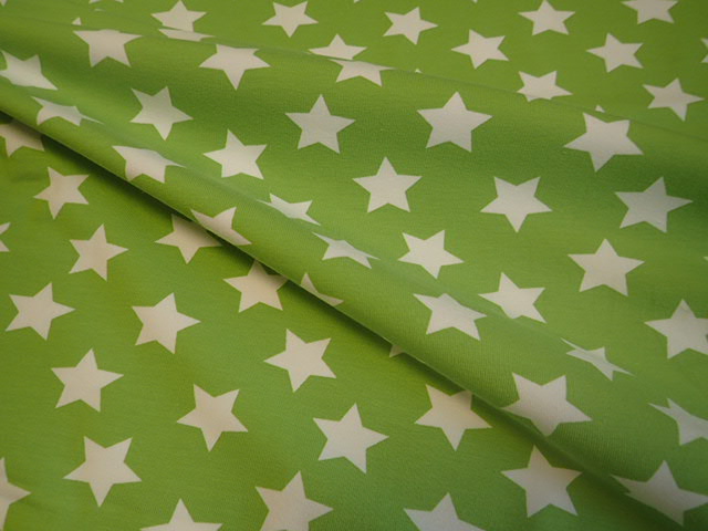 PLETENINA - JERSEY - ZELENÉ HVĚZDIČKY VELKÉ