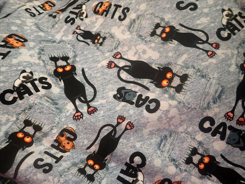 PLETENINA - JERSEY - FOTOTISK - KOČKY