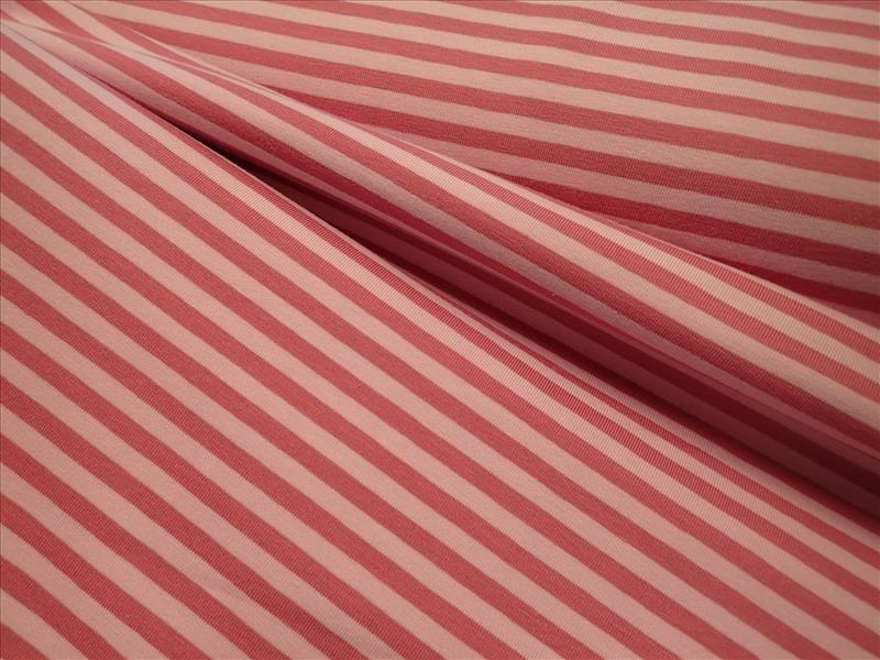 PLETENINA - JERSEY - RŮŽOVÉ PROUŽKY