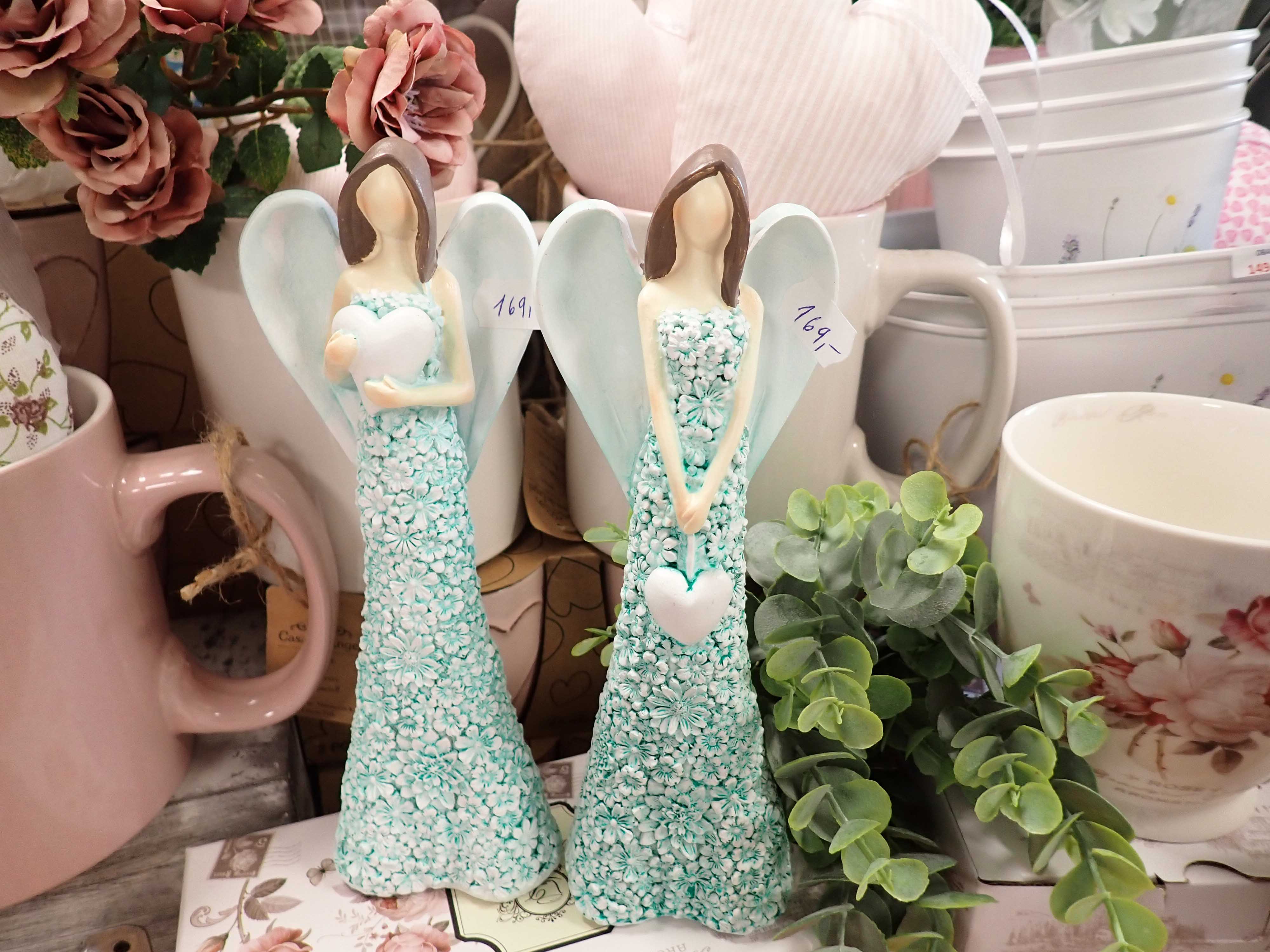 DEKORACE - ANDÍLEK - VÍLA - ŠATY S MENTOLOVÝMI KYTIČKAMI