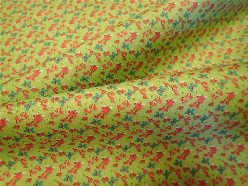 LÁTKA - ZELENÁ + KYTIČKY - POPELÍN