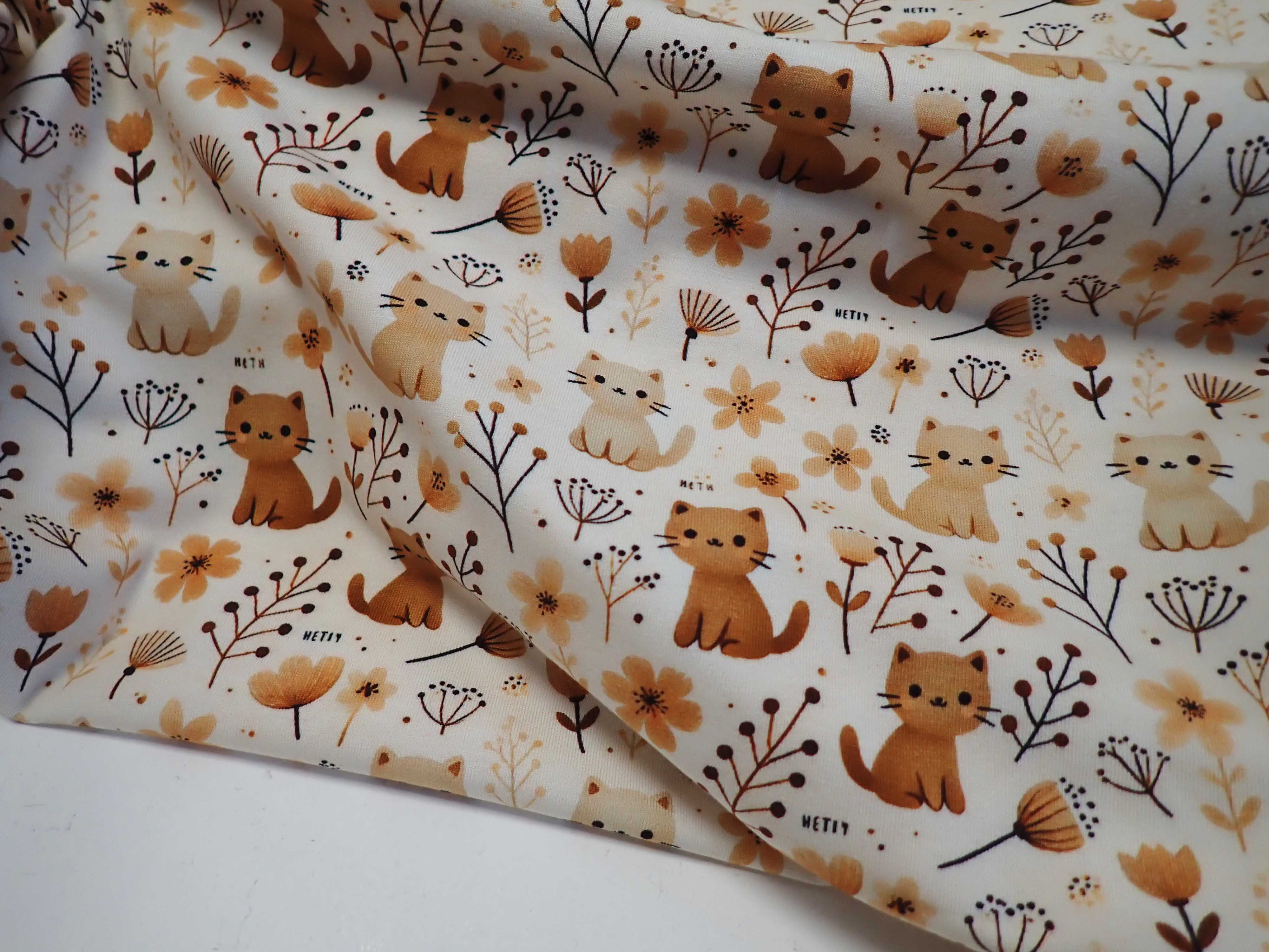 PLETENINA - JERSEY - FOTOTISK - KOČKY