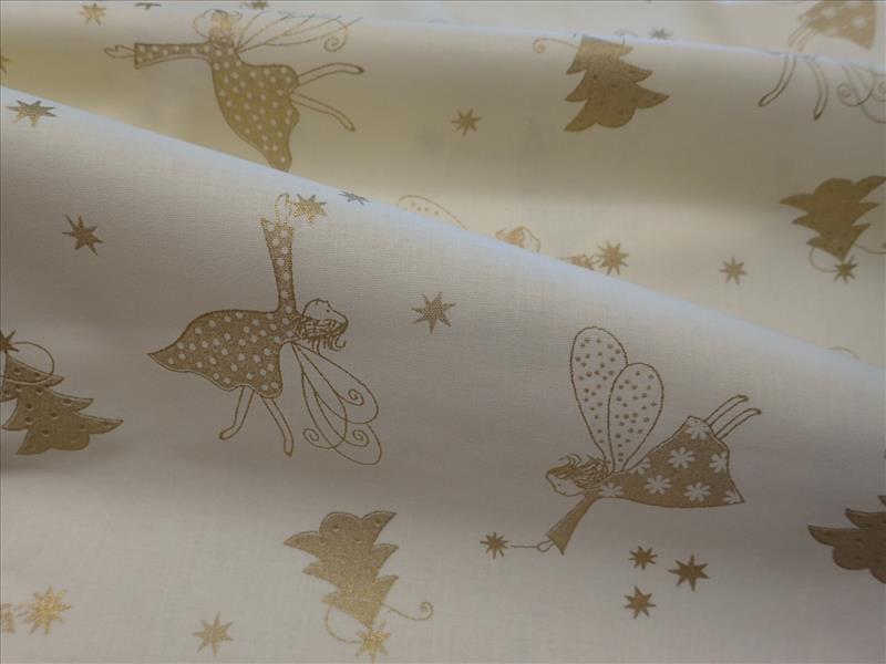 LÁTKA - VÁNOČNÍ - SMETANOVÁ + ZLATÍ ANDÍLCI