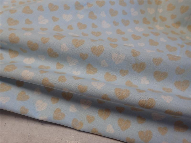 LÁTKA - PASTELOVĚ MODRÁ + SRDÍČKA