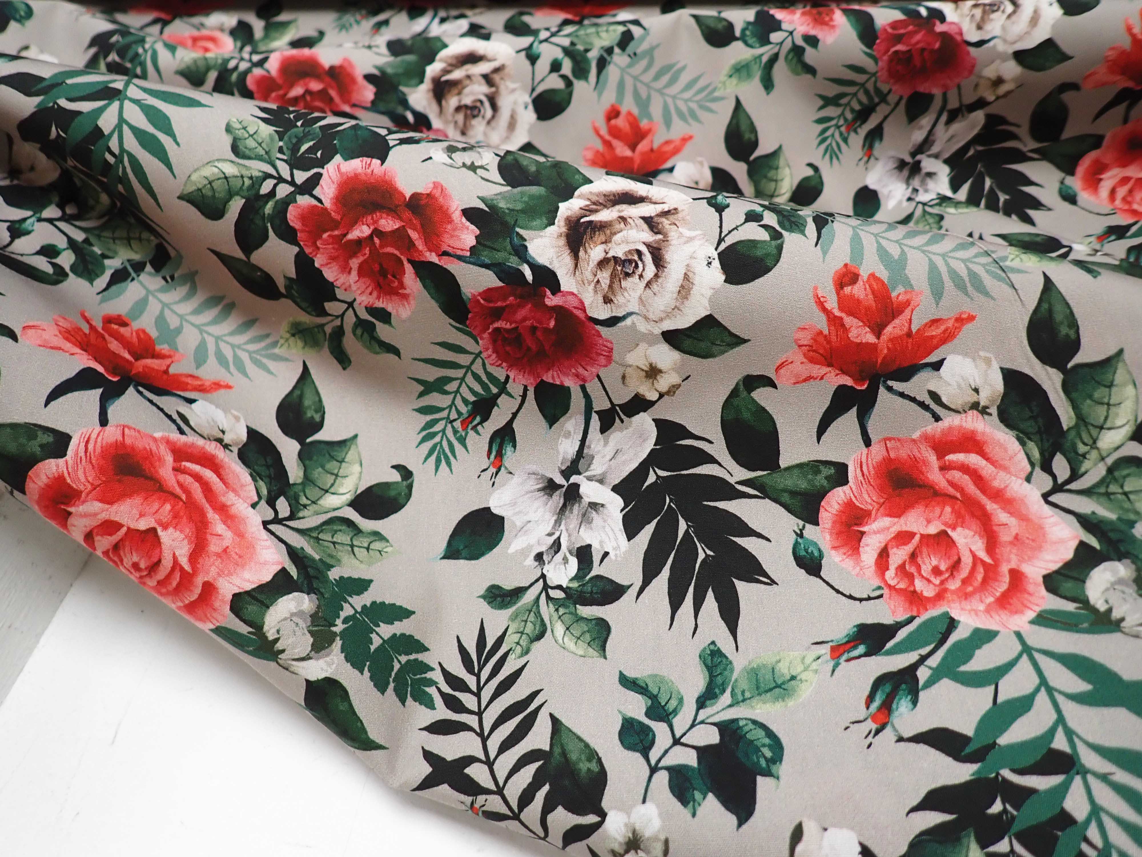 LÁTKA - POPELÍN - KVĚTY + KAPRADÍ