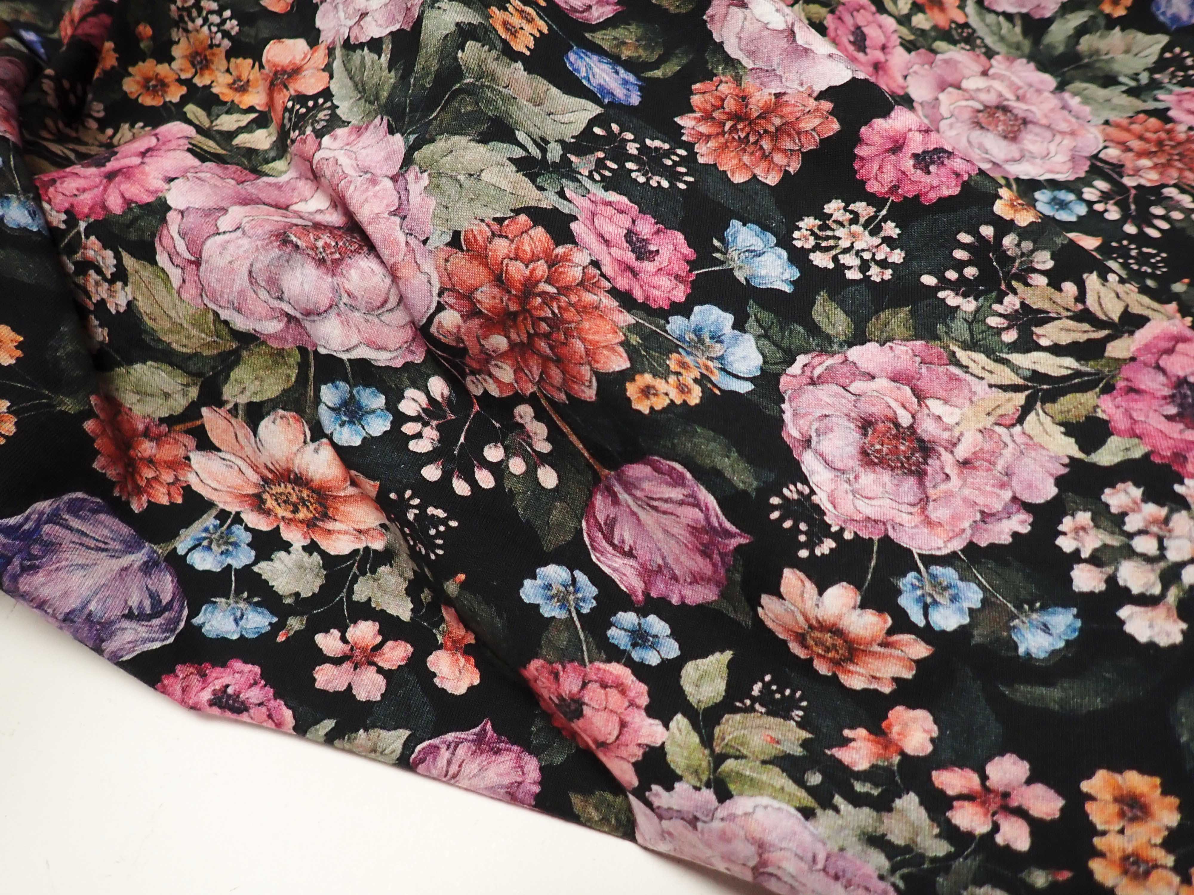 LÁTKA - PLETENINA - KVĚTY - FOTOTISK