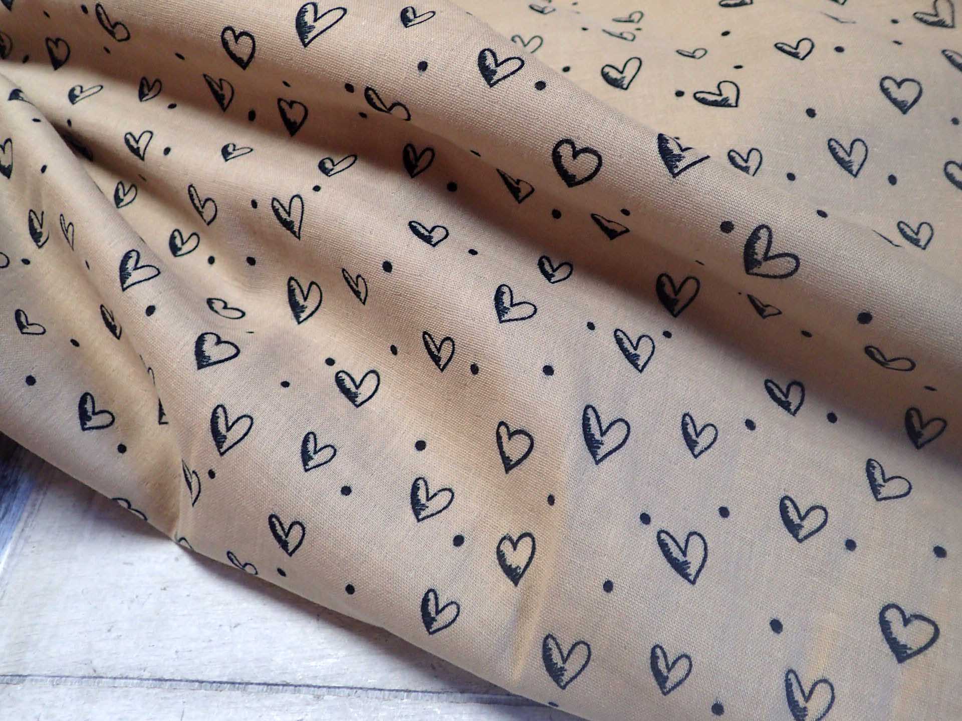 DVOJITÁ GÁZOVINA - FÁČOVINA - BÉŽOVÁ + SRDÍČKA