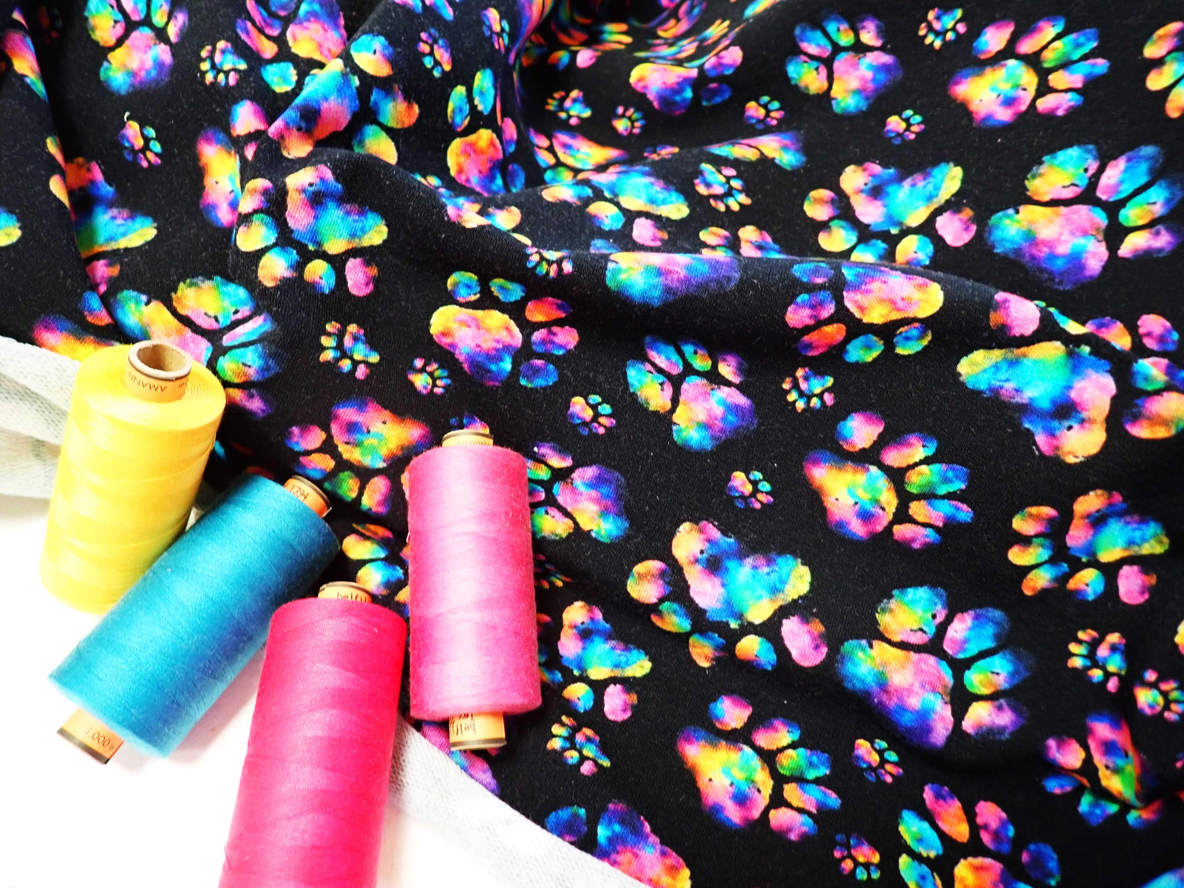 PLETENINA - JERSEY - FOTOTISK - BAREVNÉ TLAPKY