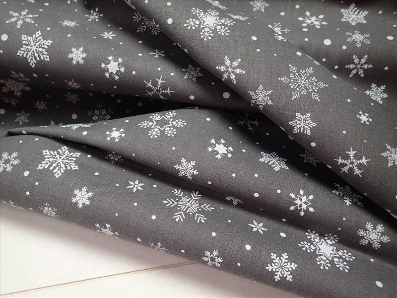 LÁTKA - VÁNOČNÍ - ŠEDÁ + VLOČKY