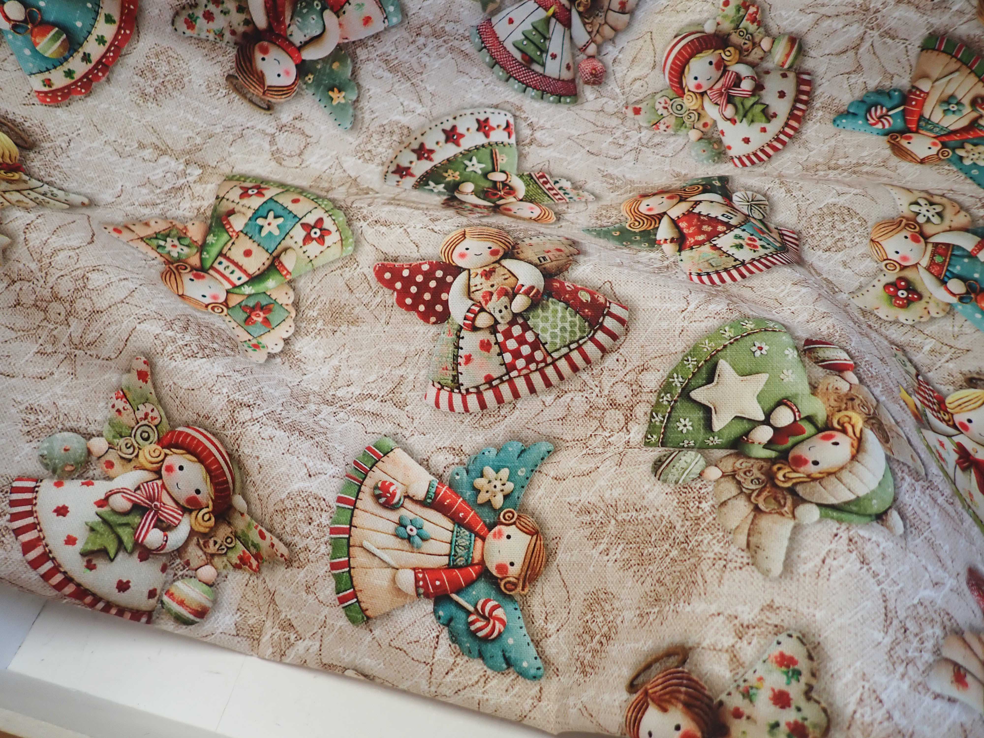 LÁTKA - VÁNOČNÍ - POTAHOVKA - DIGI TISK - ANDÍLCI