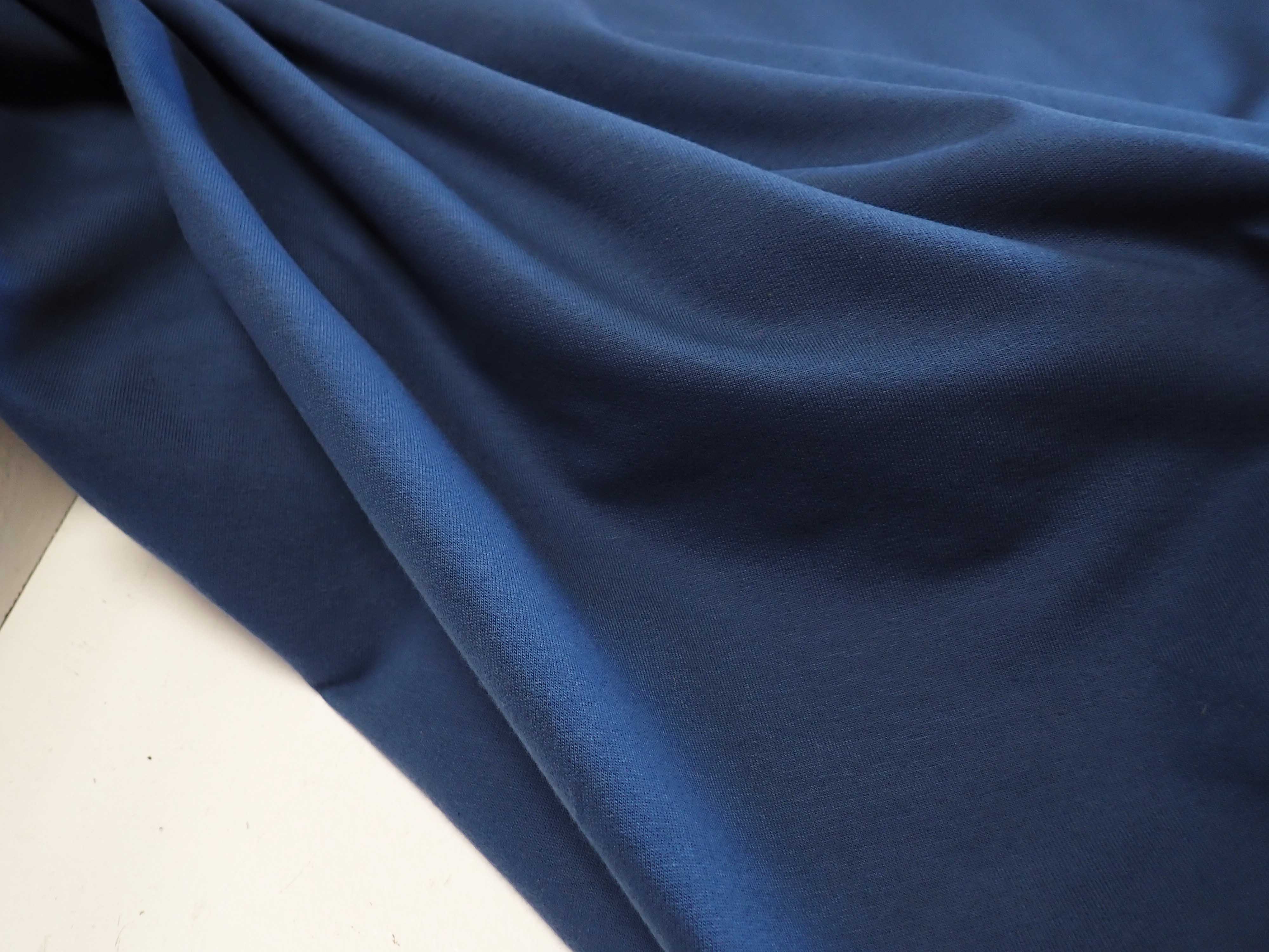 LÁTKA - TEPLÁKOVINA - DŽÍNOVĚ MODRÁ JEDNOBAREVNÁ