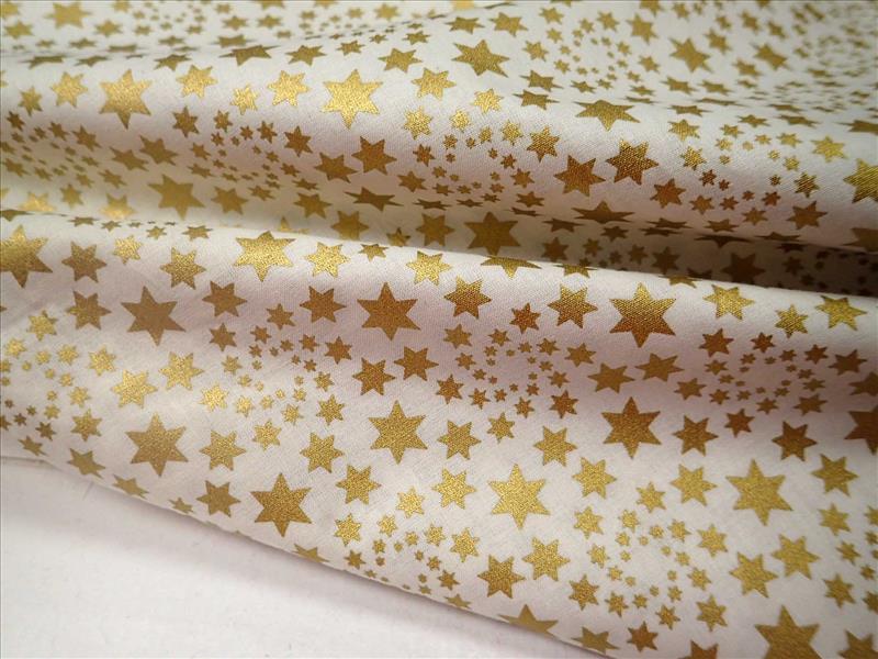 LÁTKA - VÁNOČNÍ - SMETANOVÁ + ZLATÉ HVĚZDIČKY