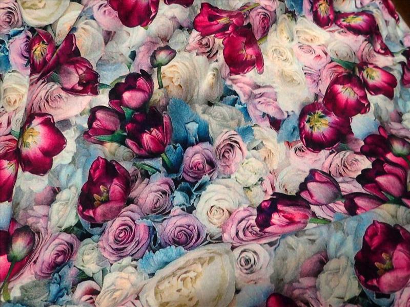 PLETENINA - JERSEY - FOTOTISK - KVĚTY