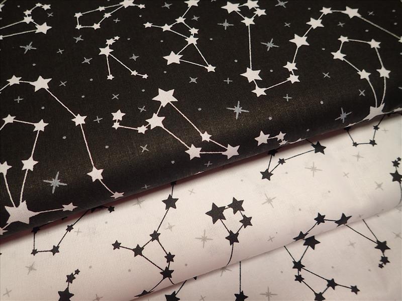 LÁTKA - ČERNÁ + BÍLÉ  HVĚZDY - OBLOHA - SOUHVĚZDÍ