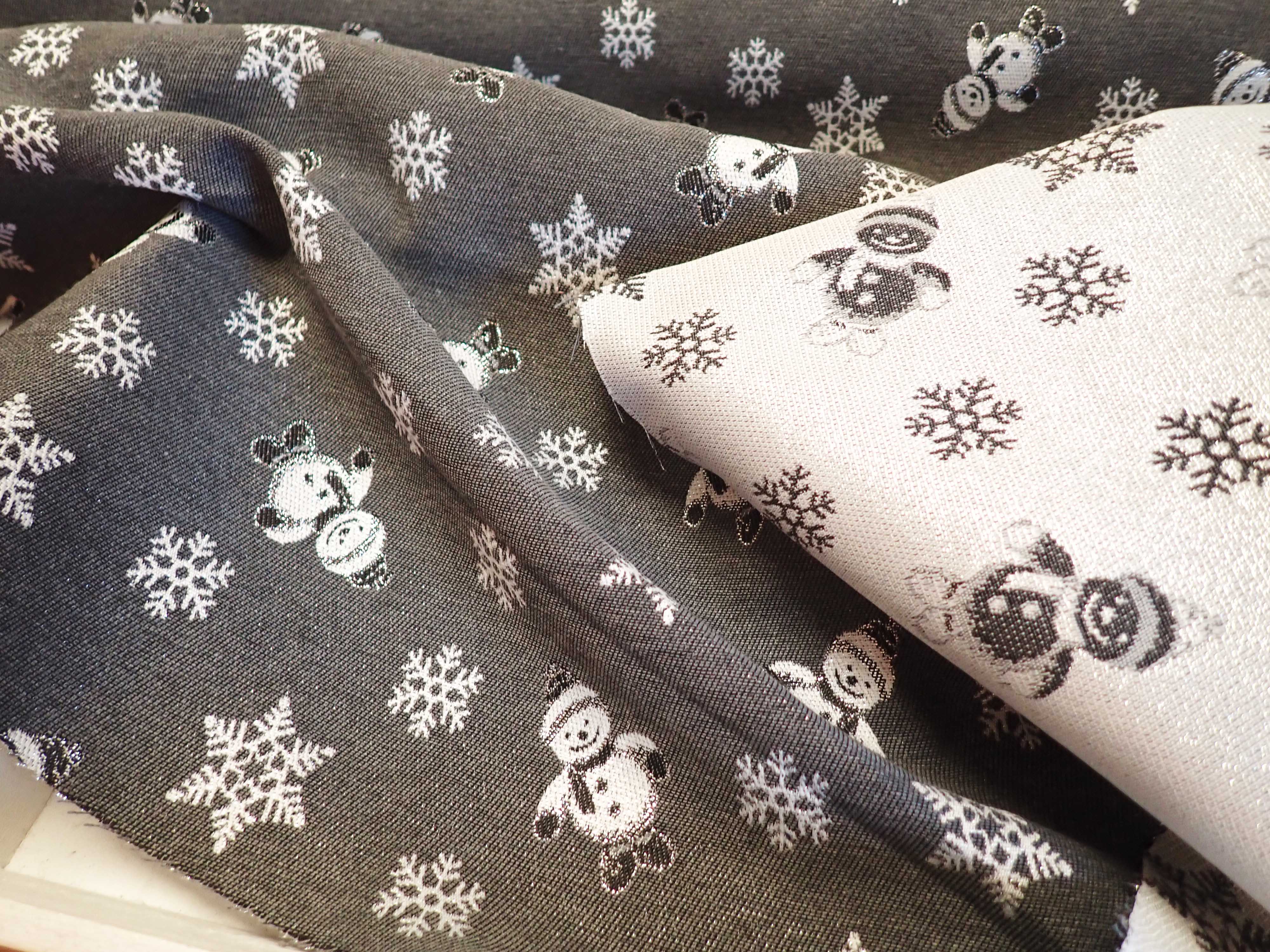 LÁTKA - VÁNOČNÍ - SNĚHULÁCI + VLOČKY - OBOUSTRANNÁ