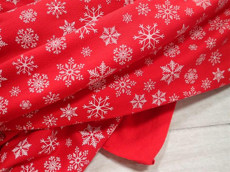 TEPLÁKOVINA - ČERVENÁ + BÍLÉ VLOČKY