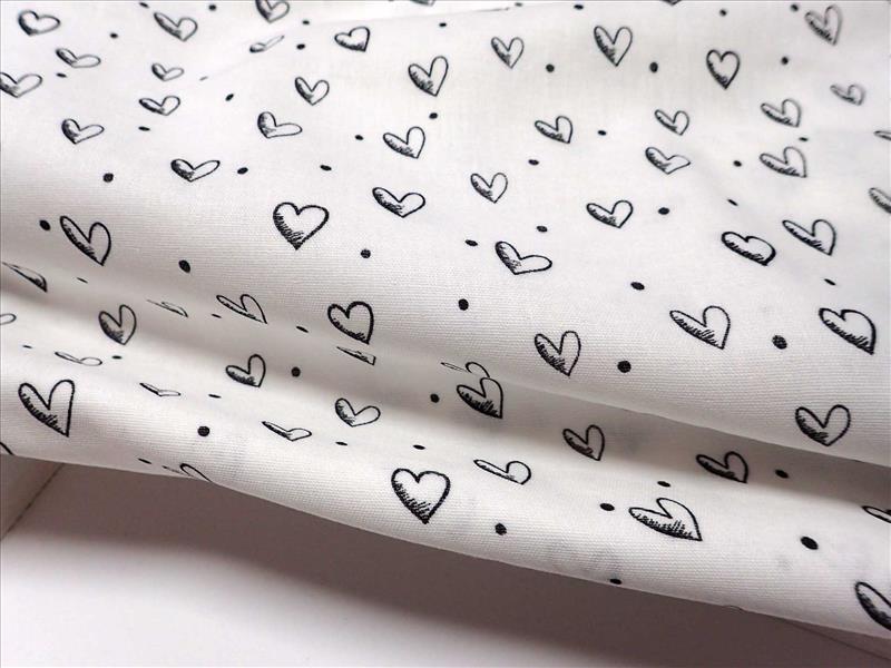 LÁTKA - DVOJITÁ GÁZOVINA - FÁČOVINA - BÍLÁ + SRDÍČKA