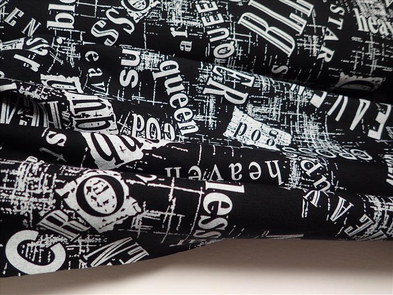 PLETENINA - JERSEY - ČERNÁ + BÍLÉ PÍSMO