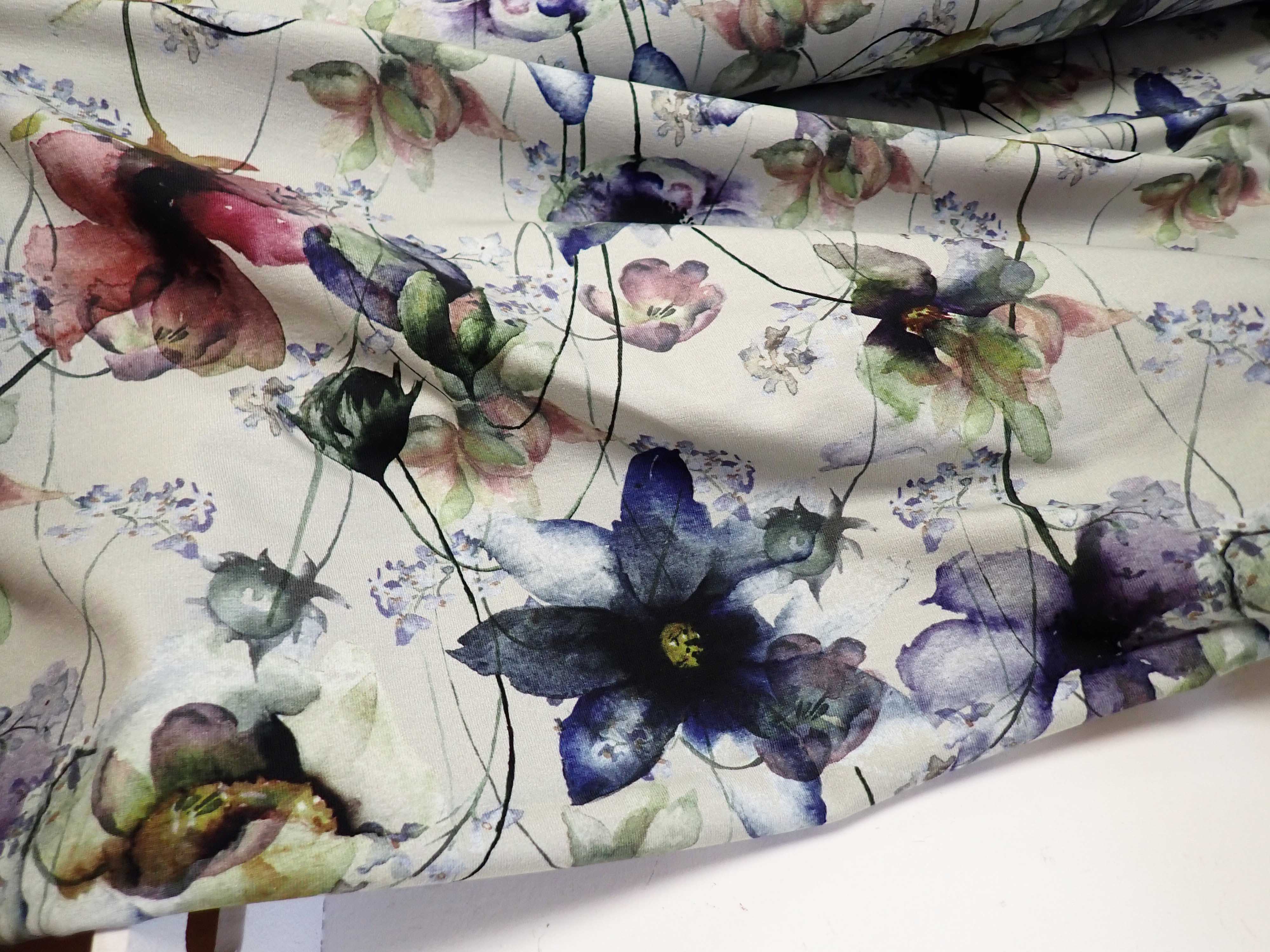 PLETENINA - JERSEY - KVĚTY - FOTOTISK