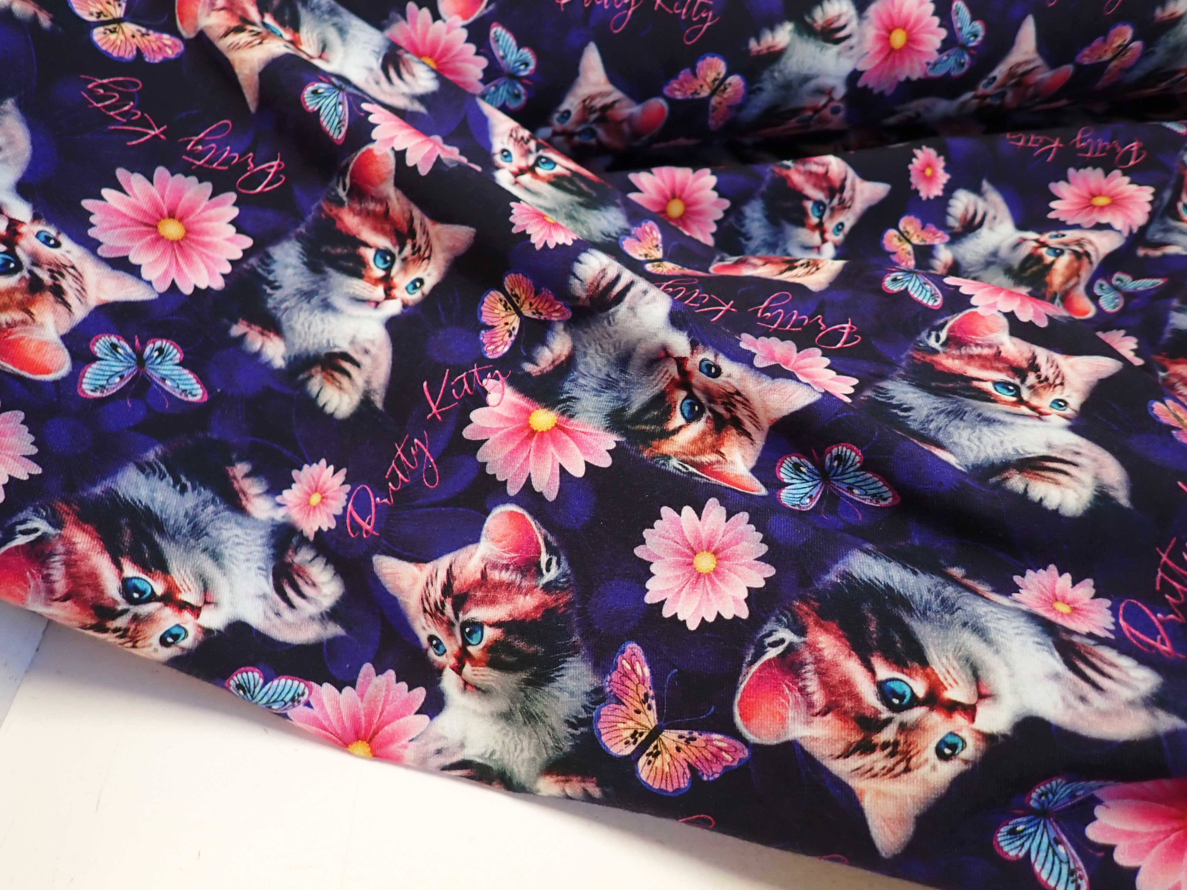 PLETENINA - JERSEY - FOTOTISK - KOČIČKY + KYTIČKY