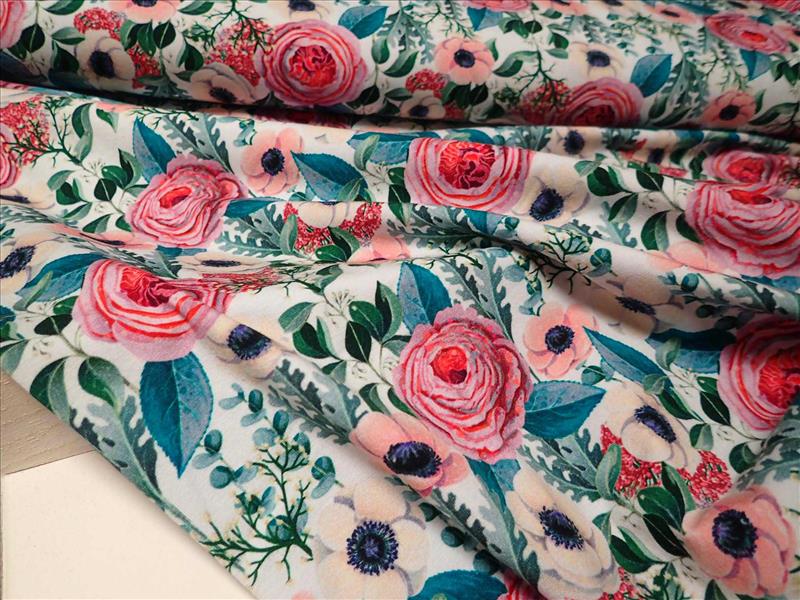 PLETENINA - JERSEY - FOTOTISK - KVĚTY