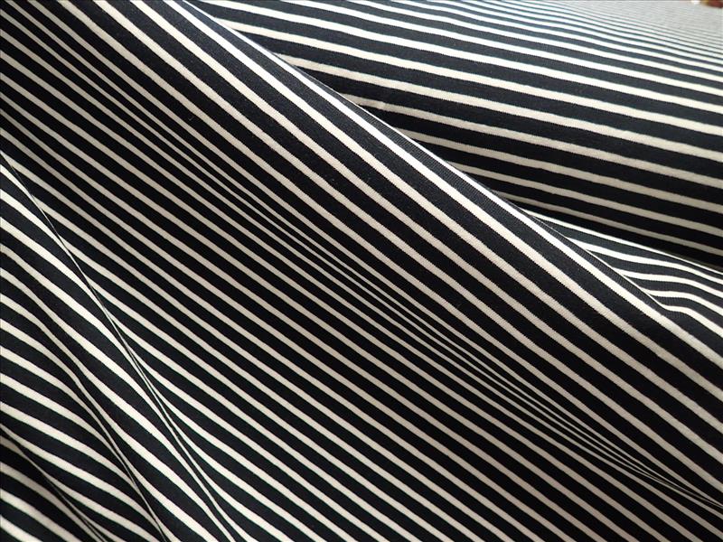 PLETENINA - JERSEY - PROUŽKY - ČERNÁ + BÍLÁ