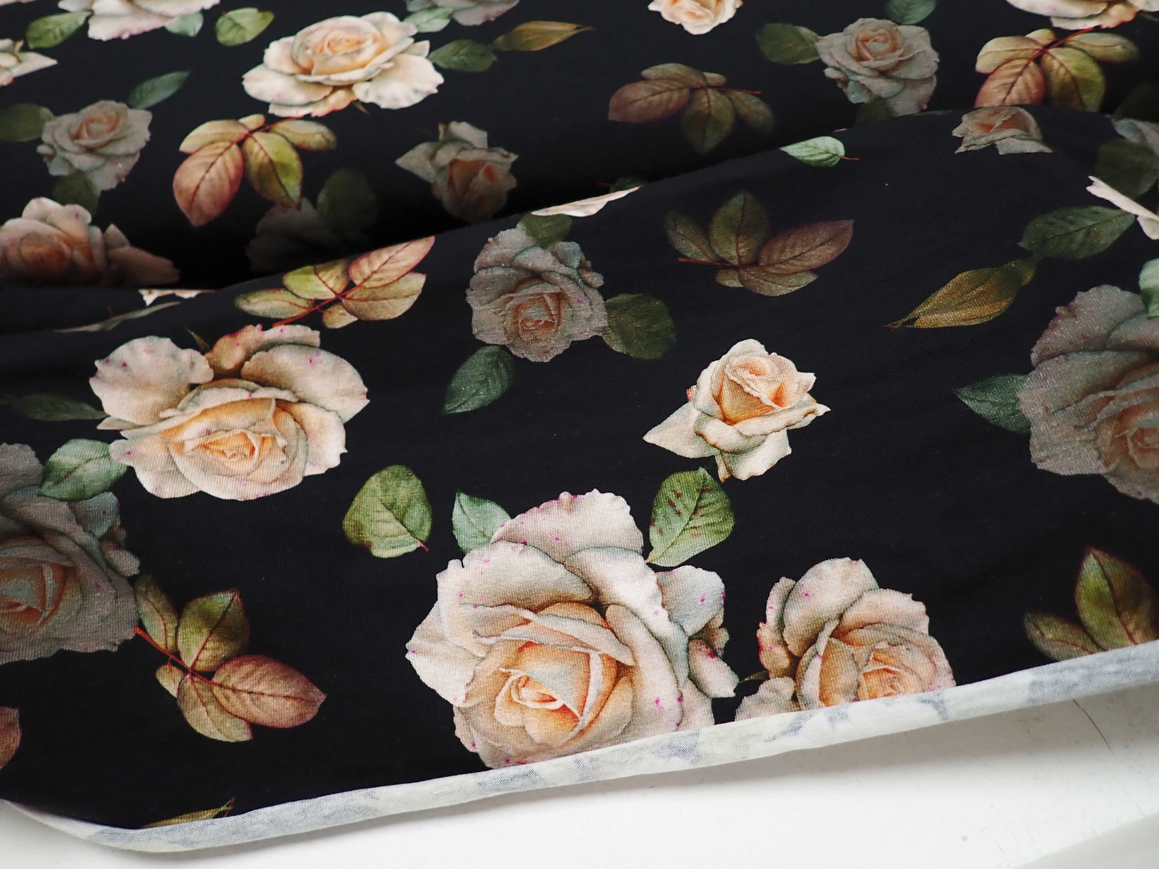 LÁTKA - PLETENINA - FOTOTISK - KVĚTY