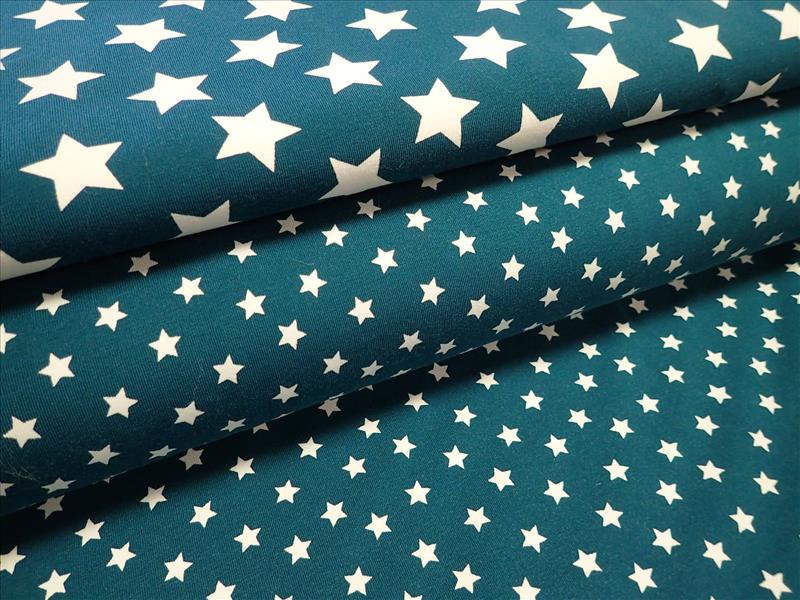 PLETENINA - JERSEY - VĚTŠÍ HVĚZDIČKY - PETROLEJOVÁ