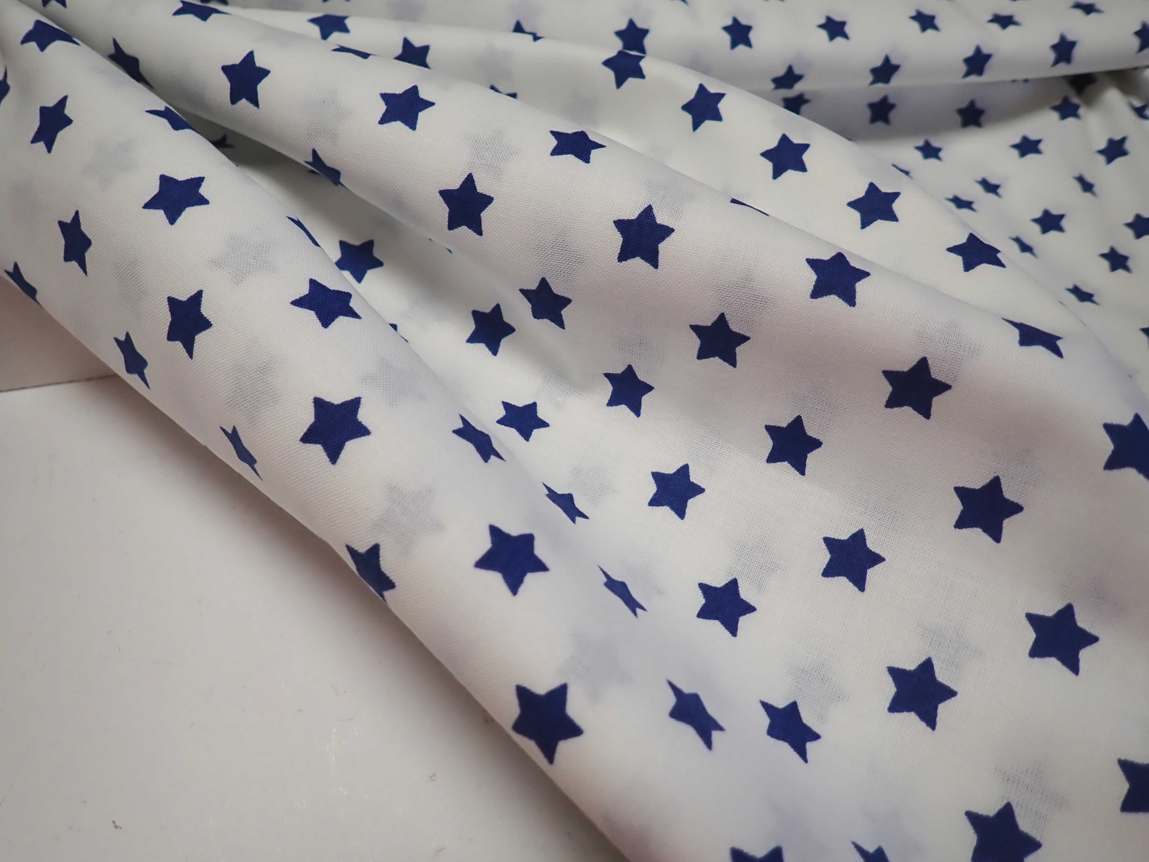 LÁTKA - BÍLÁ + TMAVĚ MODRÉ HVĚZDIČKY