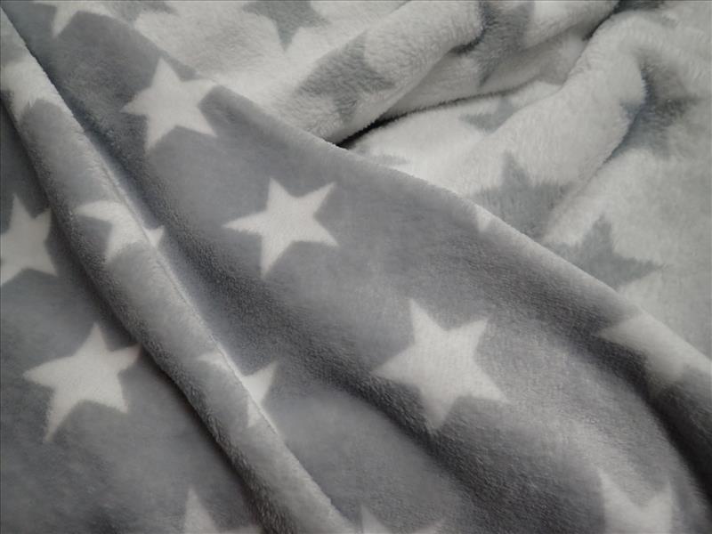 FLEECE - ŠEDÁ + BÍLÉ - HVĚZDIČKY