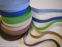 šikmý bavlněný proužek - šíře 14 mm - zažehlený - SVĚTLE MODRÁ