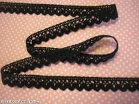 krajka - paličkovaná - černá - šíře 17 mm