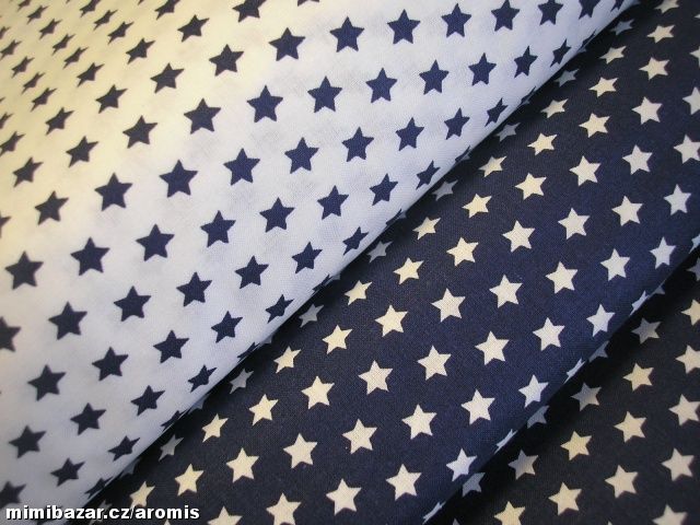 LÁTKA - BÍLÁ + TM.MODRÉ HVĚZDIČKY