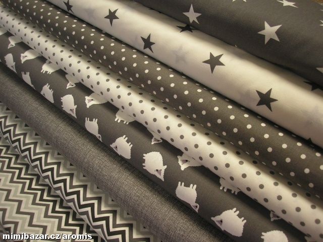 LÁTKA - BÍLÁ + TMAVĚ ŠEDÝ PUNTÍK