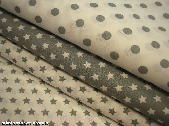 LÁTKA -  ŠEDÁ + BÍLÉ  HVĚZDIČKY
