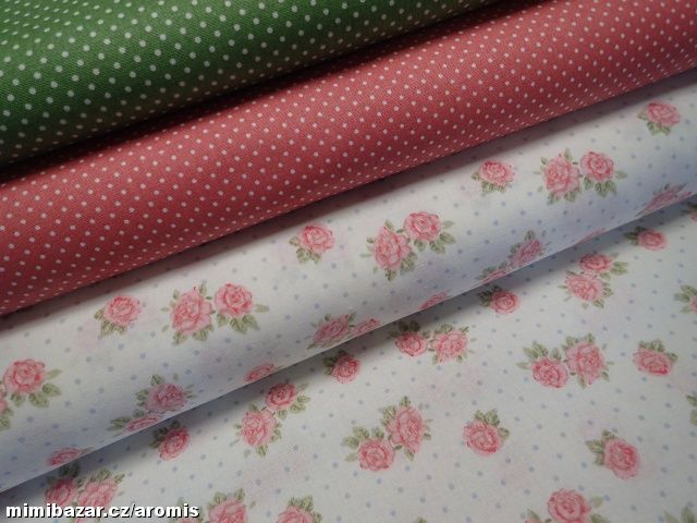 LÁTKA  - LAHVOVĚ ZELENÁ + PUNTÍKY