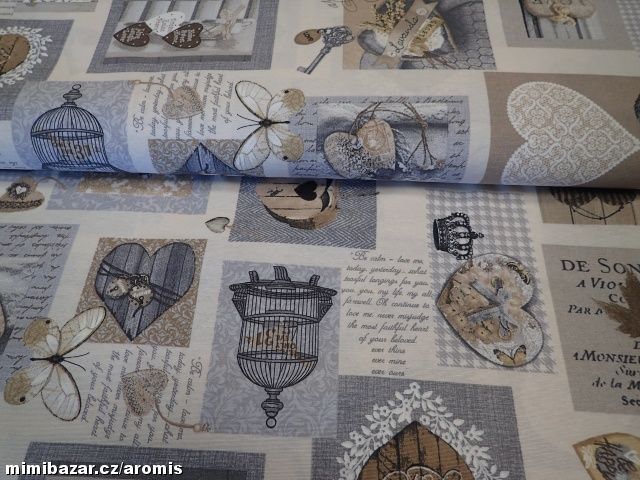 LÁTKA - POTAHOVKA - BÉŽOVÁ SRDÍČKA